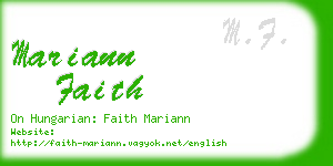 mariann faith business card